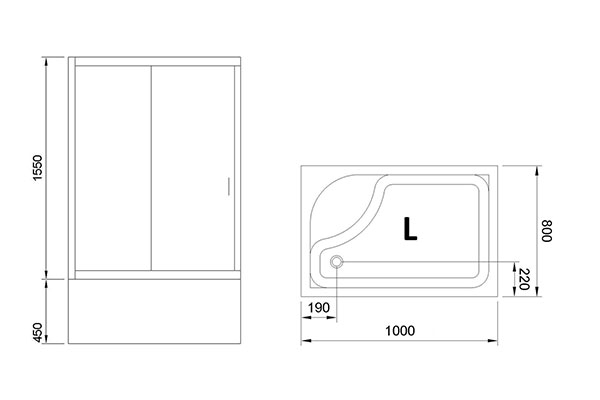 Душевой уголок 100х80 см Royal Bath BP RB8100BP-T-L стекло прозрачное с поддоном