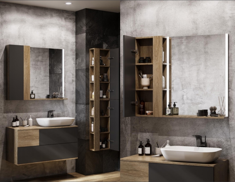 Тумба для комплекта 85 см Aquaton Терра 85 1A247201TEKA0 дуб кантри/антрацит