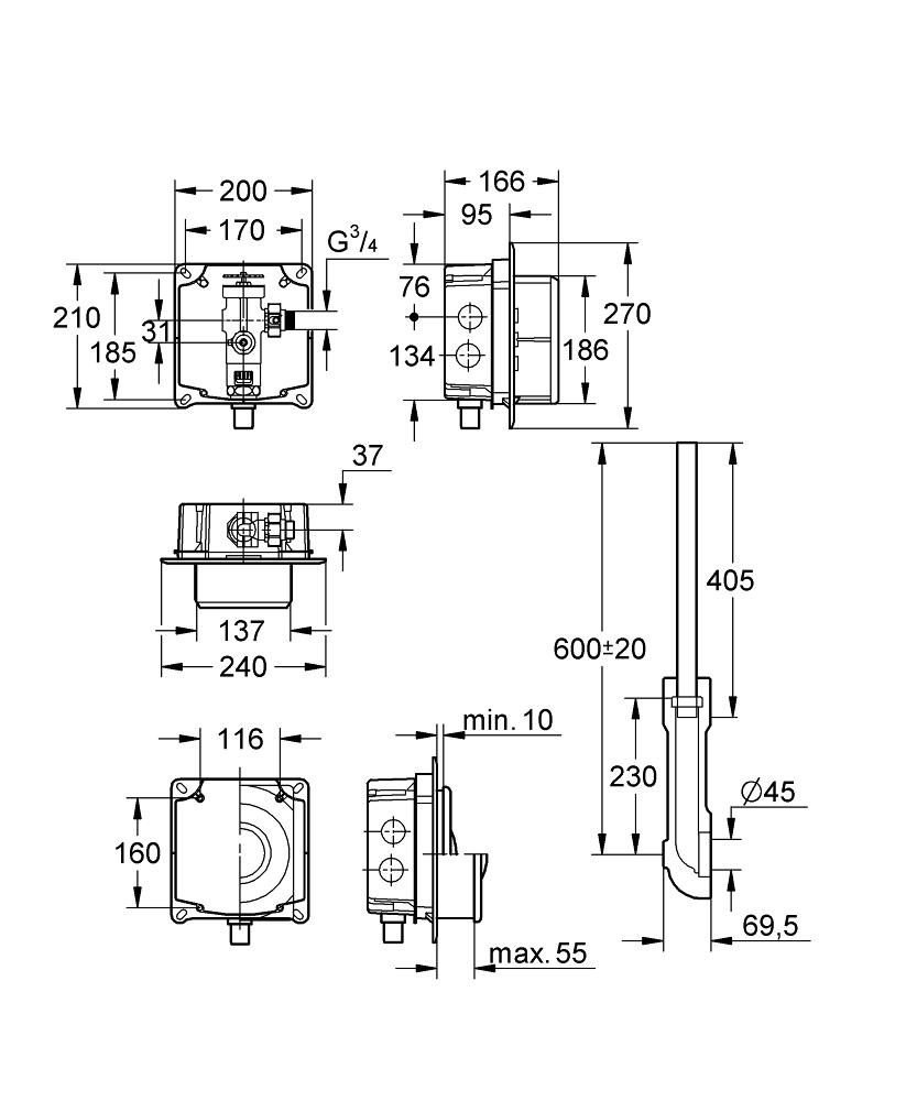 Смывное устройство для унитаза Grohe Rondo 37048000