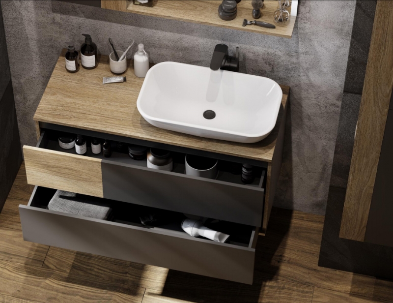 Тумба для комплекта 85 см Aquaton Терра 85 1A247201TEKA0 дуб кантри/антрацит