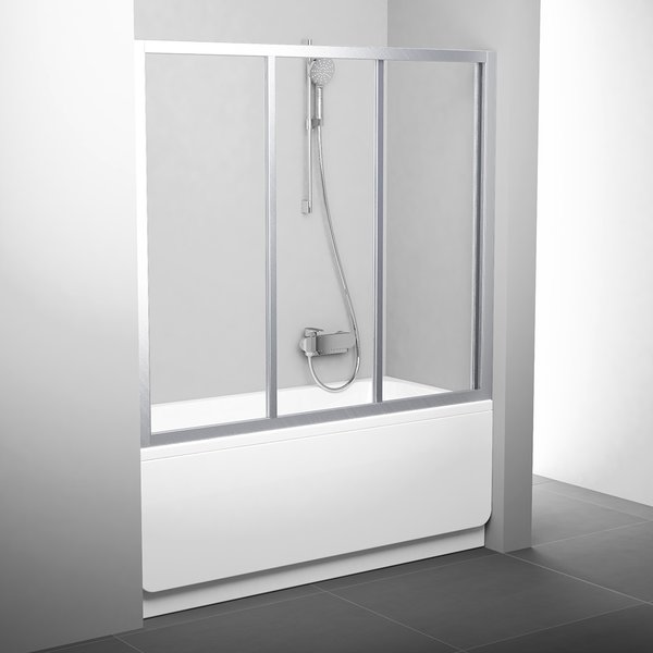 Шторка для ванны AVDP3-170 профиль сатин, прозрачное стекло Transparent