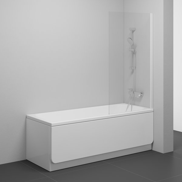 Шторка для ванны NVS1-80 белый профиль, прозрачное стекло Transparent
