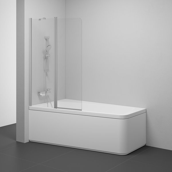 Шторка для ванны 10CVS2-100 L профиль сатин, прозрачное стекло Transparent
