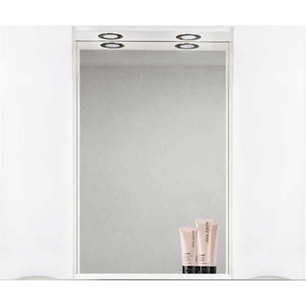 MARINO Шкаф зеркальный подвесной с 2 дв., LED 2x4W, Bianco Lucido, 1200х150х750