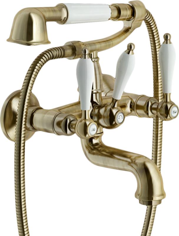 Смеситель для ванны с душем NOBILI Antica AT31001BR двухрычажный лейка в комплекте бронза