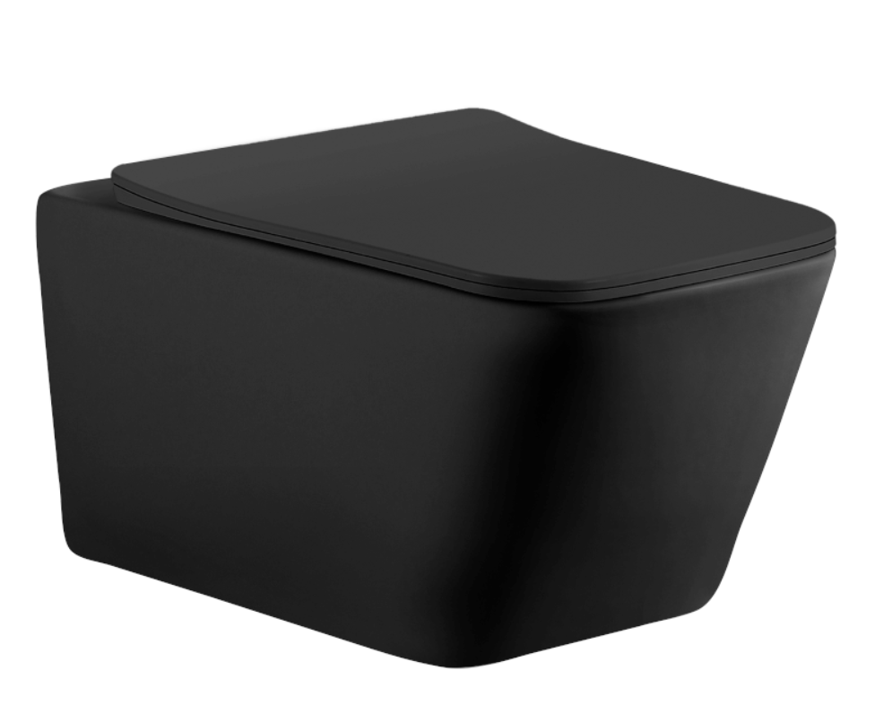 Подвесной унитаз Aquanet Rimless Tavr BL-103N-WHT black безободковый с тонким сиденьем микролифт