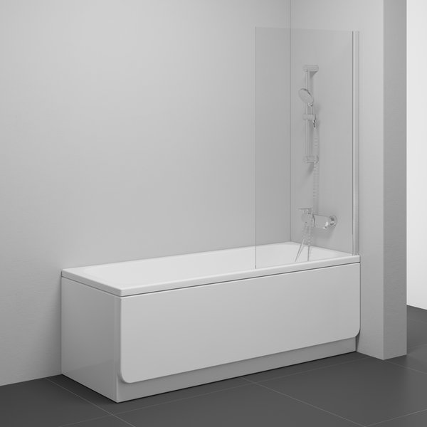 Шторка для ванны NVS1-80 профиль блестящий, прозрачное стекло Transparent