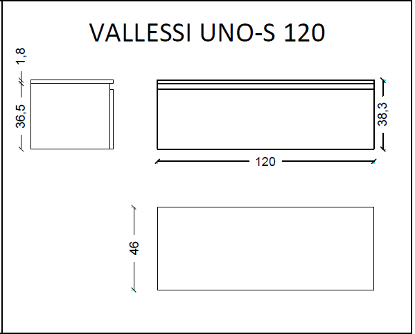 Ящик под столешницу 120см WHITE глянец VALLESSI UNO-S
