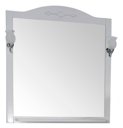 Зеркало ASB-Woodline Флоренция Квадро 80 белое патина серебро со светильниками