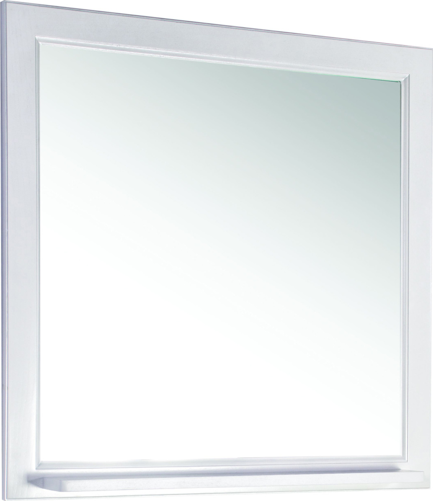 Зеркало ASB-Woodline Бергамо 85 белое с серебряной патиной